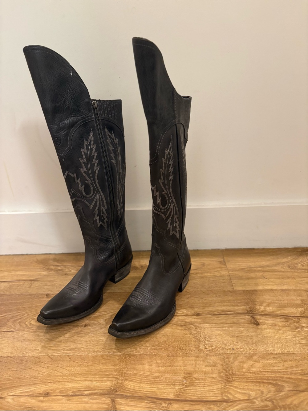 Ariat Black Over-the-Knee Western Riding Boots with Embroidery